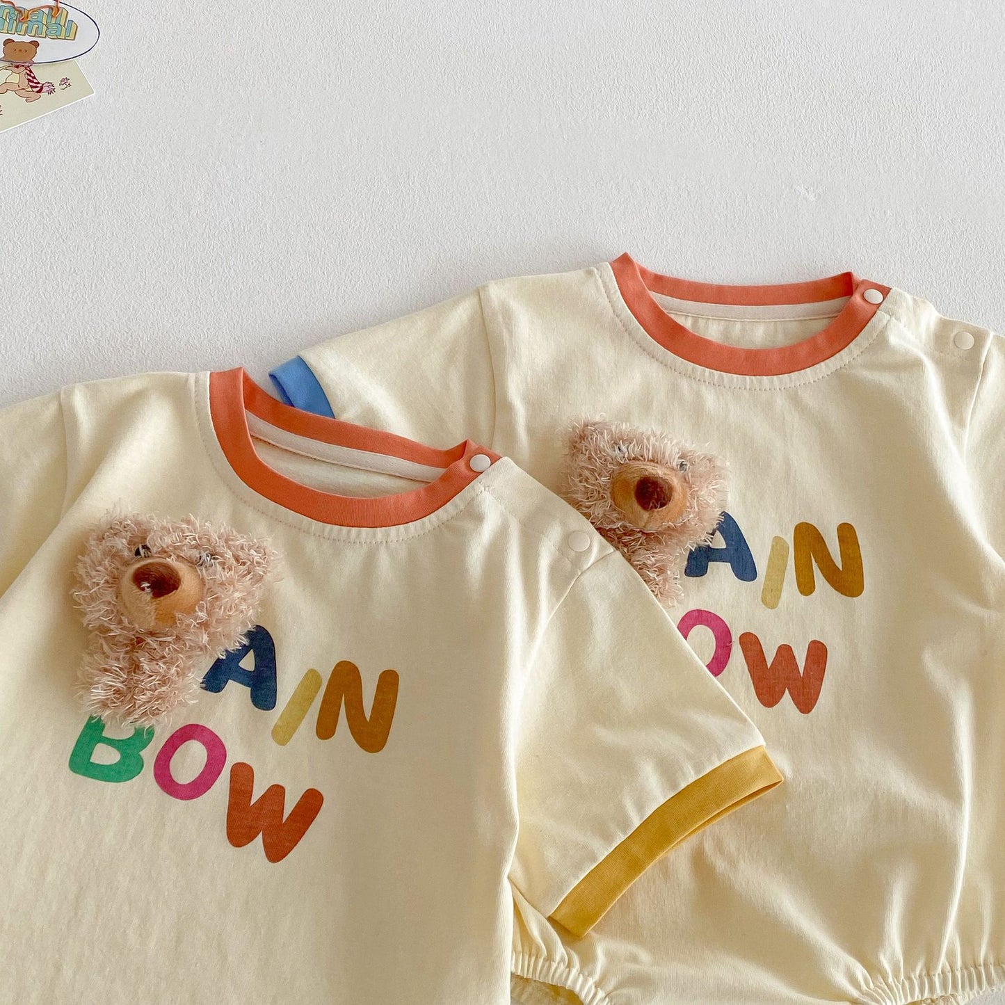 【BABY】夏新作  カラーバリBOWベアロンパース、Ｔシャツ、パンツSK061607