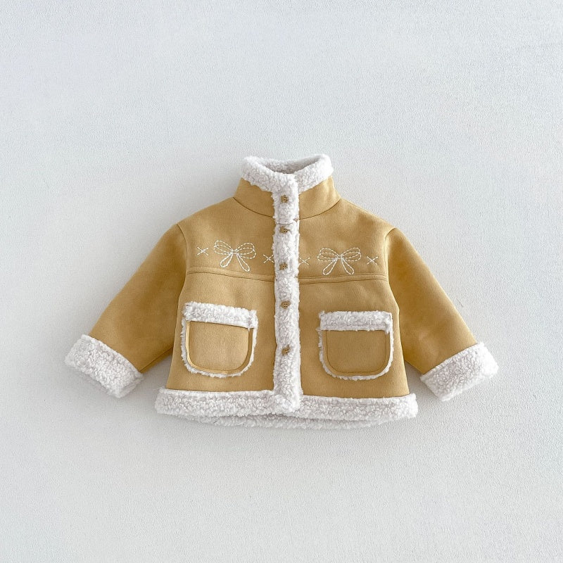 【BABY&KID】冬新作蝶結び裏起毛ジャケット、デニムパンツSK108523