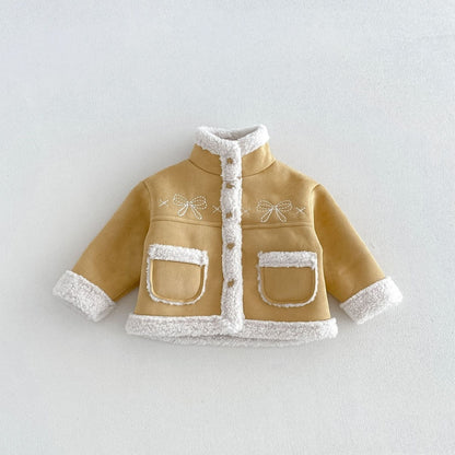【BABY&KID】冬新作蝶結び裏起毛ジャケット、デニムパンツSK108523