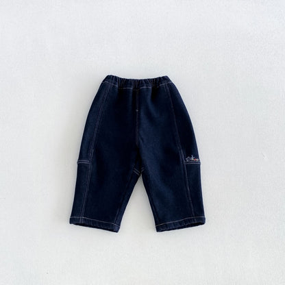 【BABY&KID】冬新作刺繍裏起毛デニムパンツSK108510