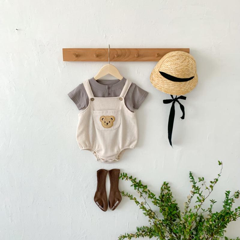 【BABY】夏新作 ワッフルベアロンパース 、半袖トップスSK080302