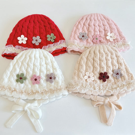 【HAT】三つ花レースベビーボンネットSK101611