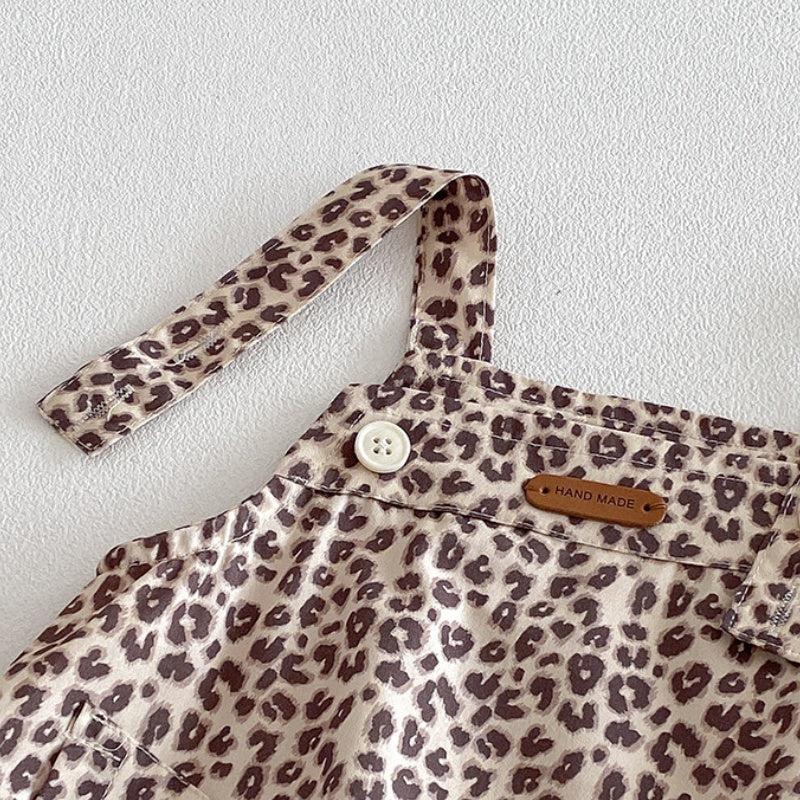 【BABY】夏新作レオパード柄サロペットロンパース＆リブTシャツSK104513