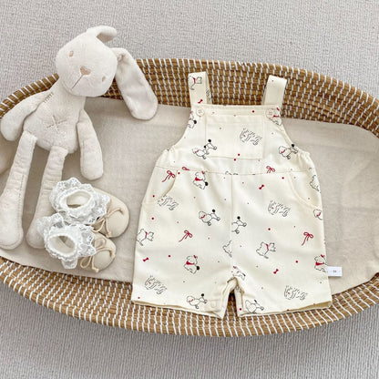 【BABY&KID】夏新作いぬプリントサロペットショートパンツ＆無地タンクトップSK105509