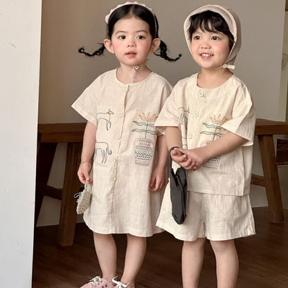 【BABY&KID】夏新作刺繍セットアップ、ワンピースSK104722