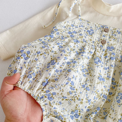 【BABY】フェイクレイヤード花柄ロンパースSK092805