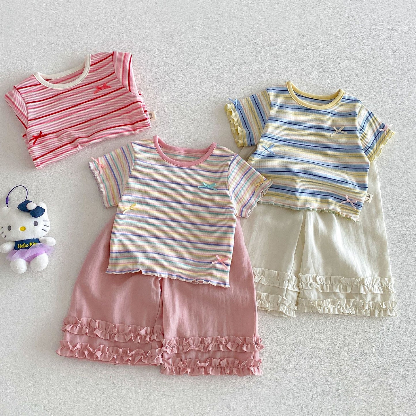 【BABY&KID】夏新作 配色ボーダーTシャツSK105101