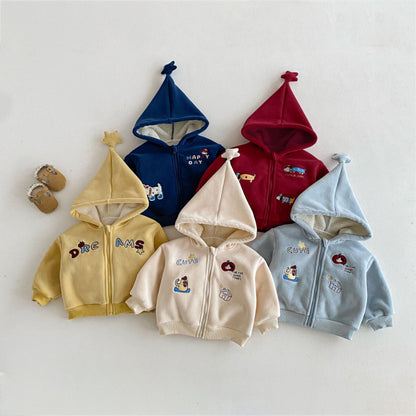 【BABY&KID】冬新作刺繍フード付きスターあったかアウターSK103025