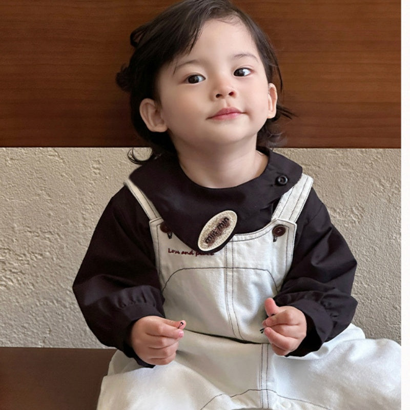 【BABY】ホワイトサロペット、ブラックシャツSK107009