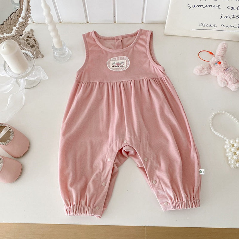 【BABY】フリルトップス&ピンクサロペットパンツSK100441