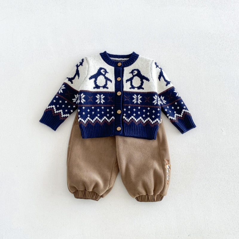 【BABY&KID】冬新作ペンギンニットカーディガンSK108504