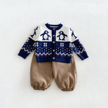 【BABY&KID】冬新作ペンギンニットカーディガンSK108504