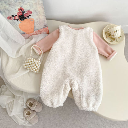 【BABY】冬新作うさぎデザイン裏起毛サロペットSK102702