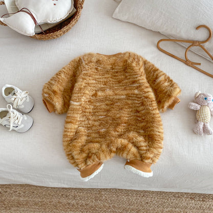 【BABY】韓国風キャット柄もこもこカバーオールSK102928