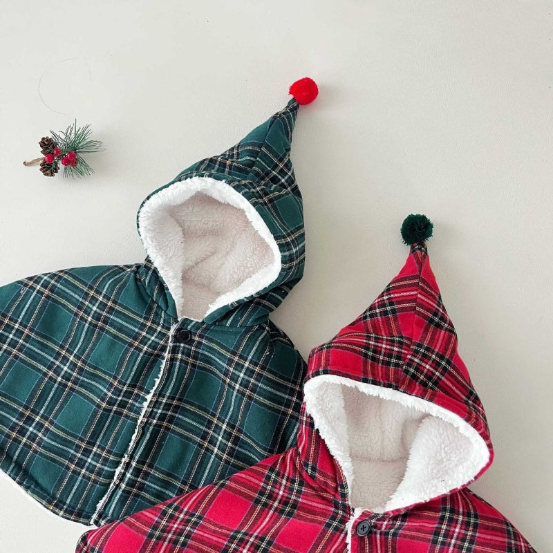 【BABY】クリスマスチェックポンチョSK102829