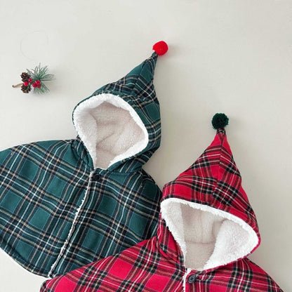 【BABY】クリスマスチェックポンチョSK102829