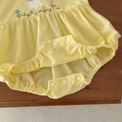 【BABY】夏新作 うさぎ刺繍ロンパースSK070108