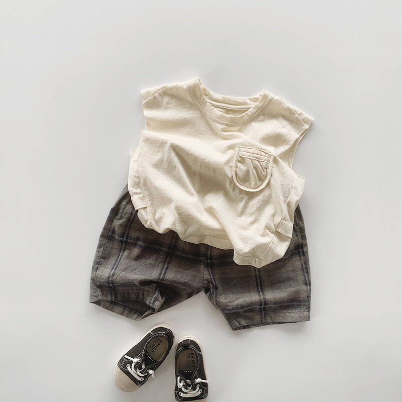 【BABY&KID】夏新作 ポケット付きノースリーブTシャツSK080817