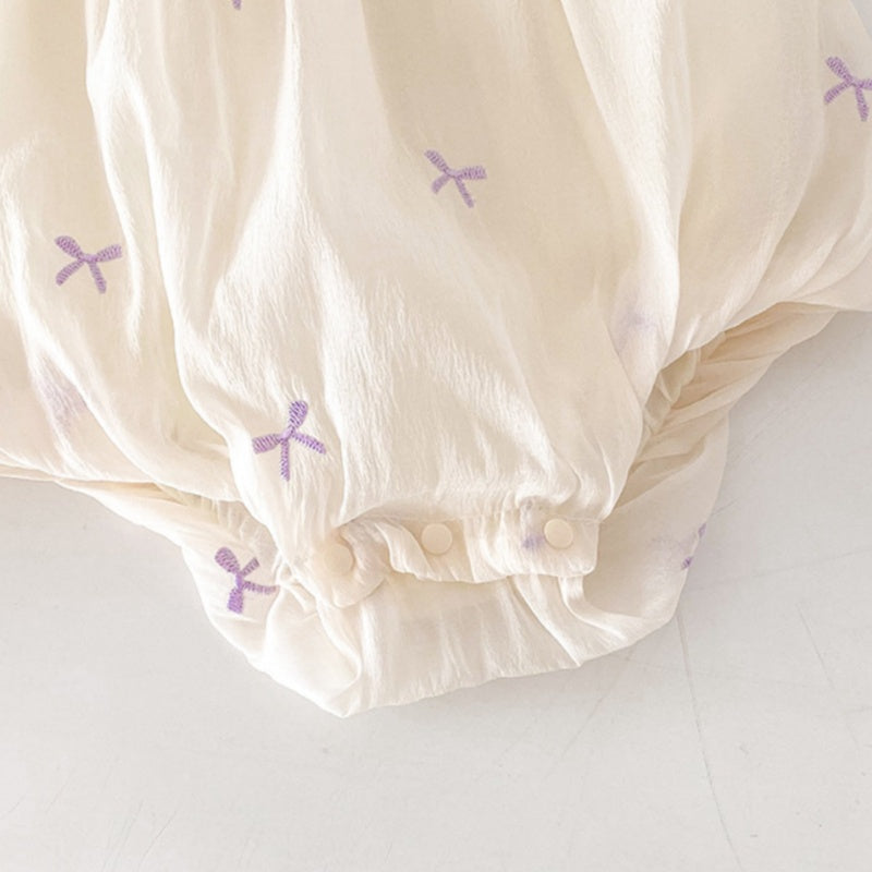 【BABY】夏新作 刺繍蝶結び柄ロンパースSK090602