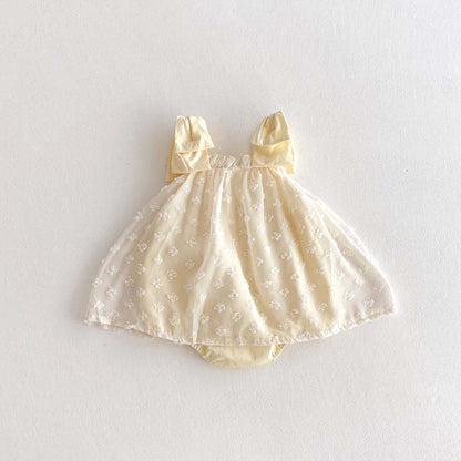 【BABY】夏新作　蝶結び刺繡可愛いロンパースSK081304