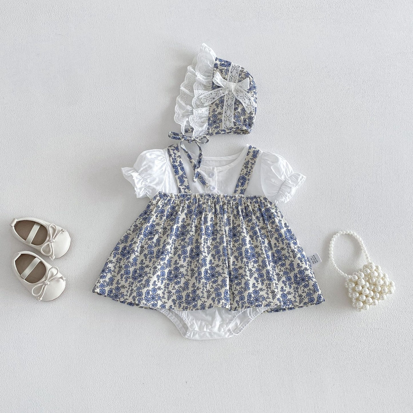 【BABY】夏新作小花柄切替ロンパースSK105811