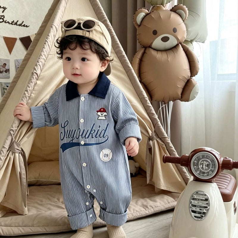 【BABY】ストライプベースボールカバーオールSK106711