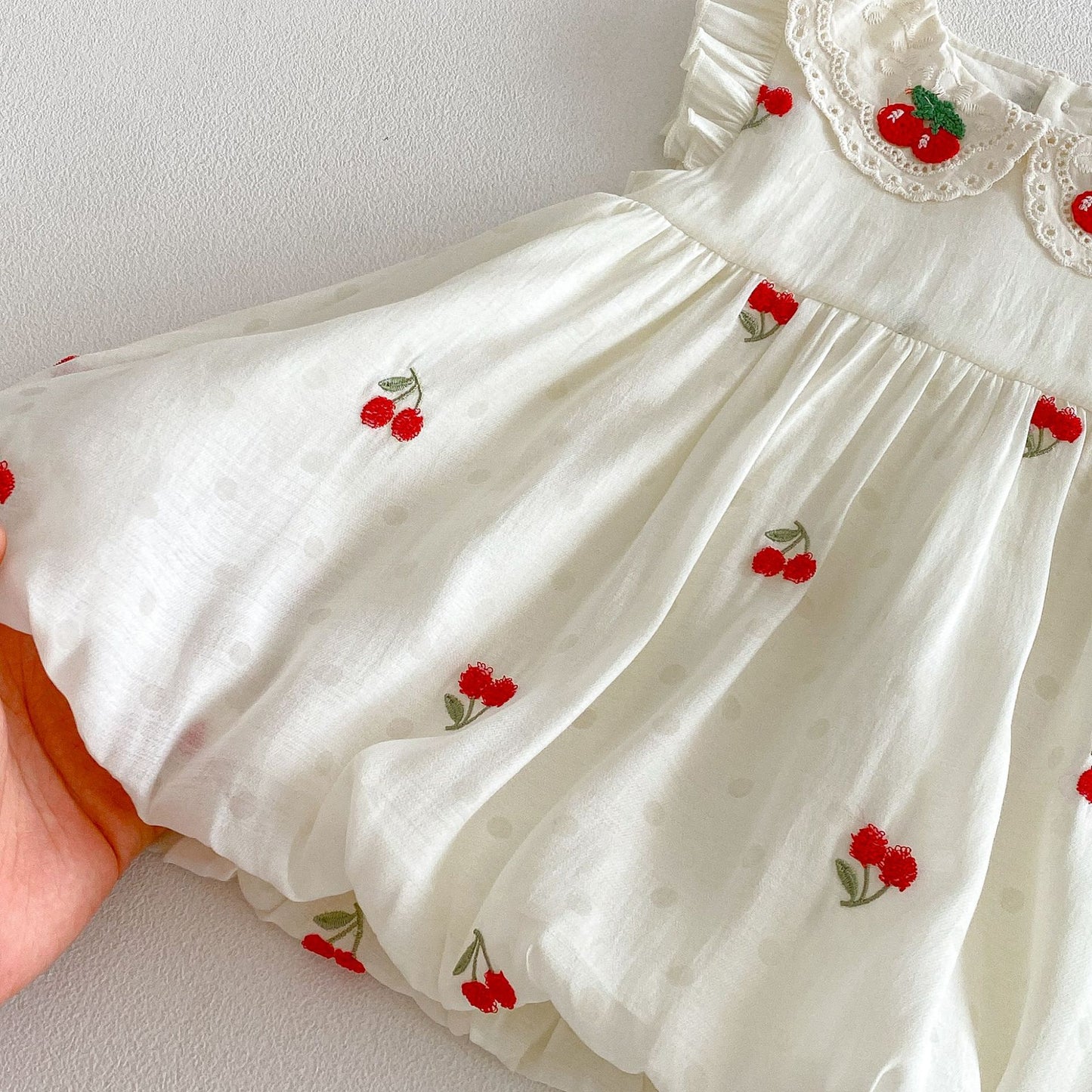 【BABY&KID】夏新作 さくらんぼ刺繍ロンパース、ワンピースSK105117