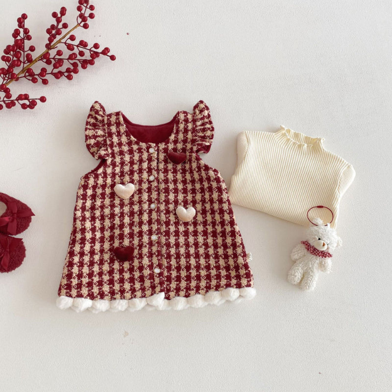 【BABY&KID】冬新作千鳥格ハートワンピースSK103034