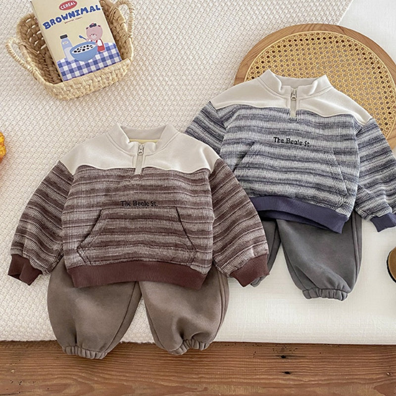 【BABY】冬新作ボーダー裏起毛スウェットSK102728