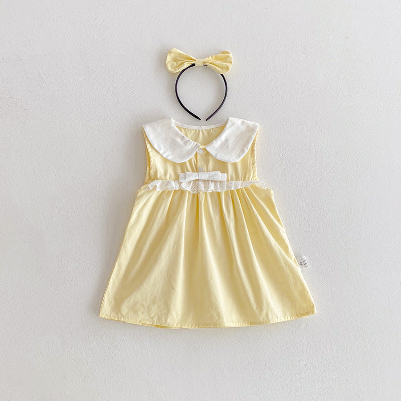 【姉妹服】夏新作 クリームイエローロンパース、ワンピースSK081635