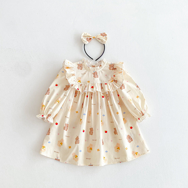 【姉妹服】フリル袖くまロンパース、ワンピースSK101137