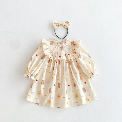【姉妹服】フリル袖くまロンパース、ワンピースSK101137