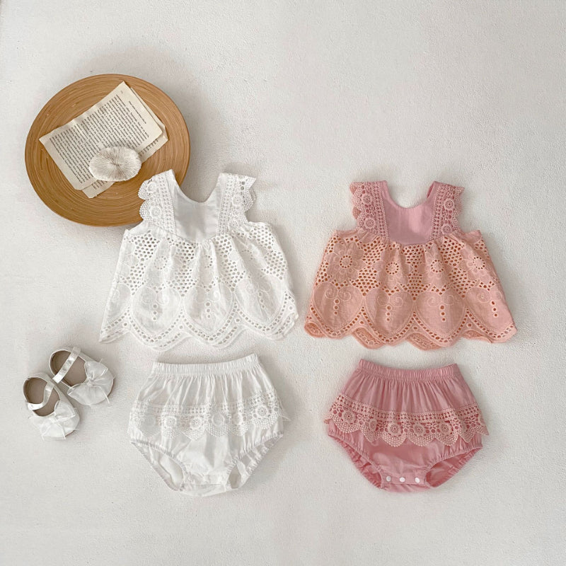 【BABY】夏新作 ノースリーブレーストップス＆ショートパンツSK072312