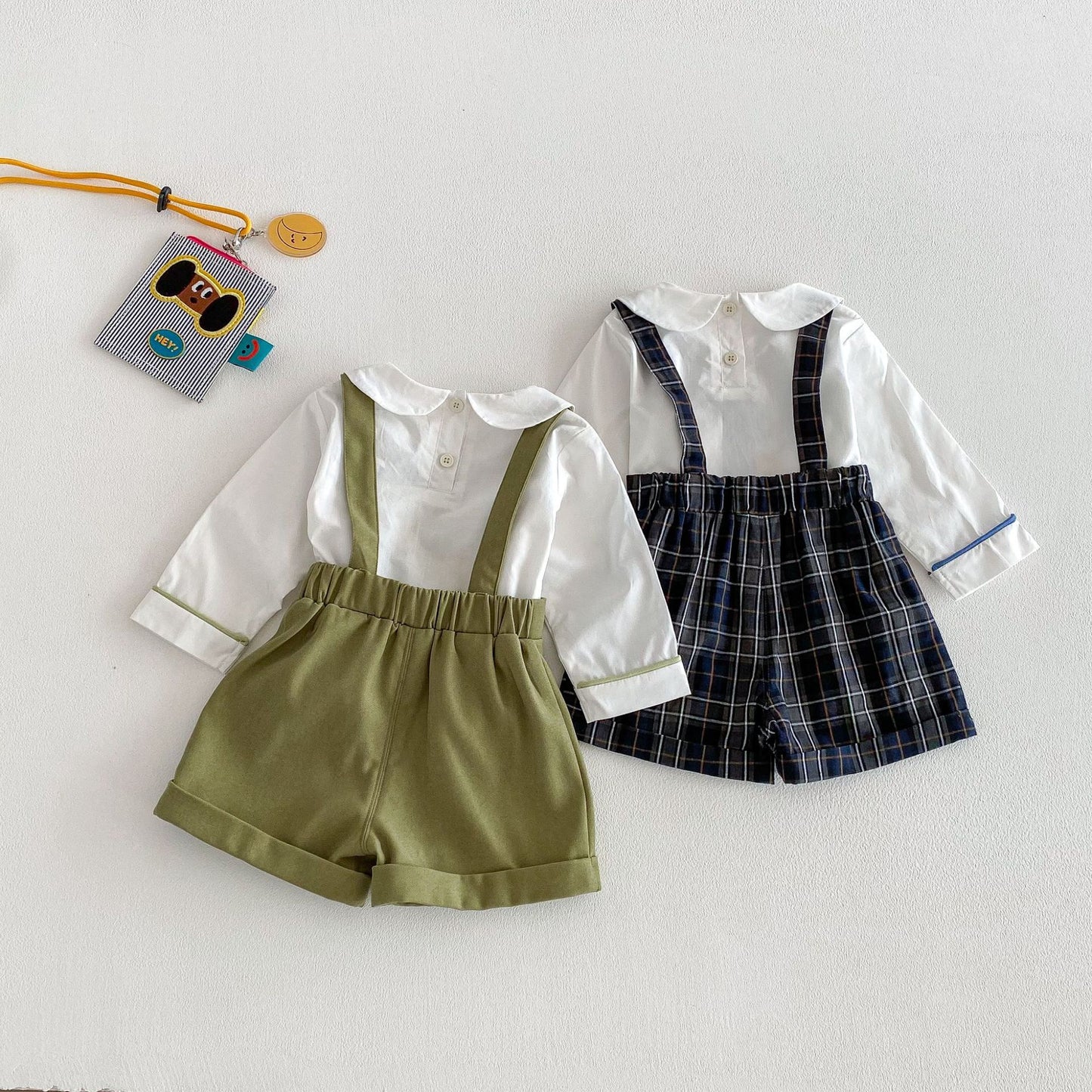 【BABY&KID】韓国風リボンタイシャツ、サロペットショーツSK103522