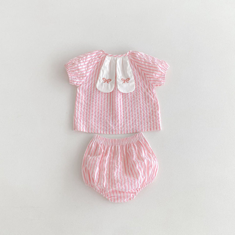 【BABY】夏新作 うさ耳ストライプセットアップSK072309