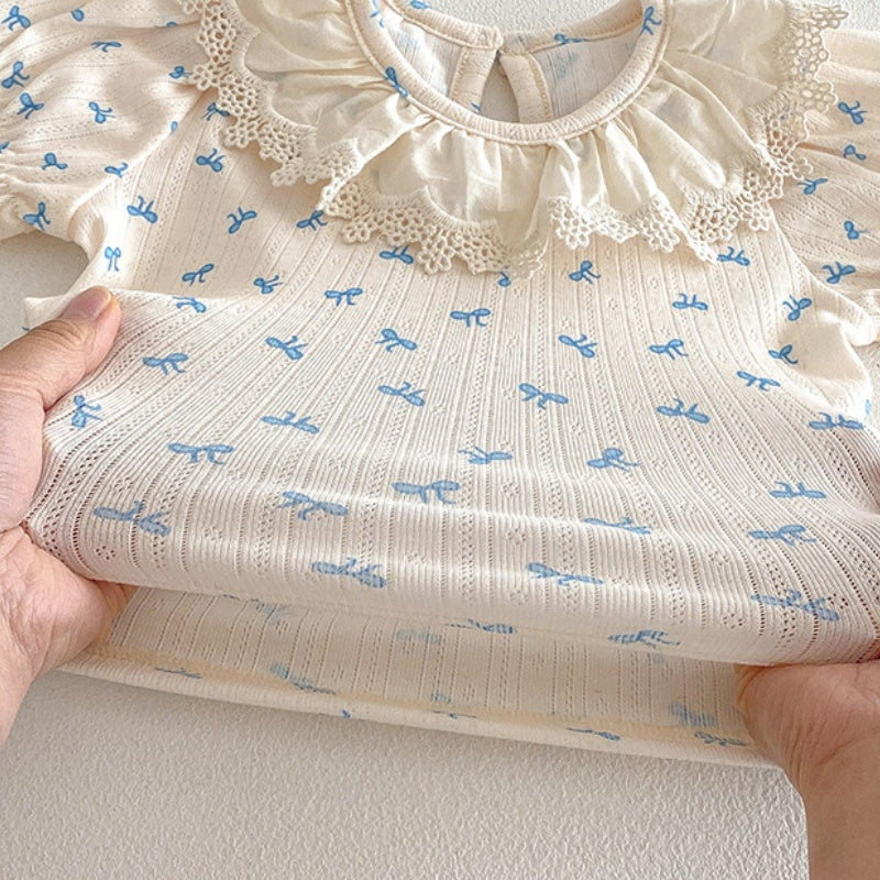 【BABY】夏新作総柄蝶結びTシャツ＆サロペットロンパースSK104511