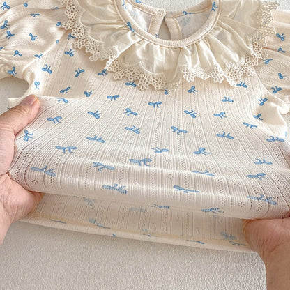 【BABY】夏新作総柄蝶結びTシャツ＆サロペットロンパースSK104511