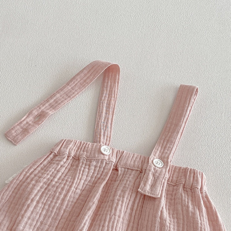 【BABY】ダブルガーゼサロペットロンパース＆小花柄シャツSK104204