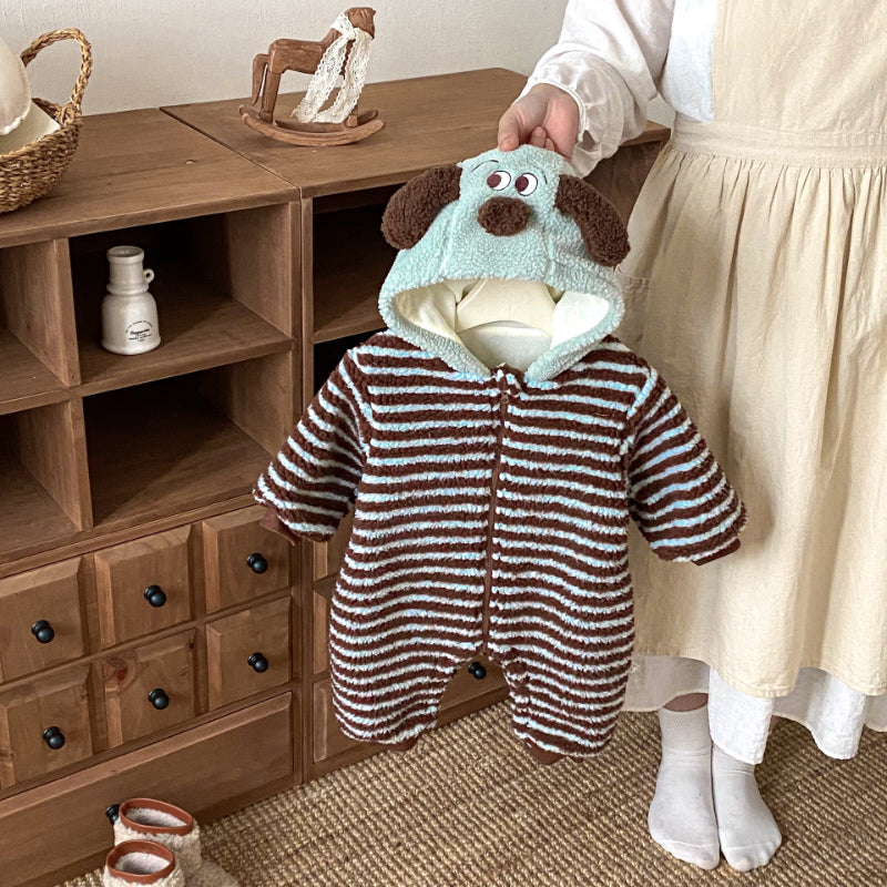 【BABY】ボーダー裏起毛フードカバーオールSK102912