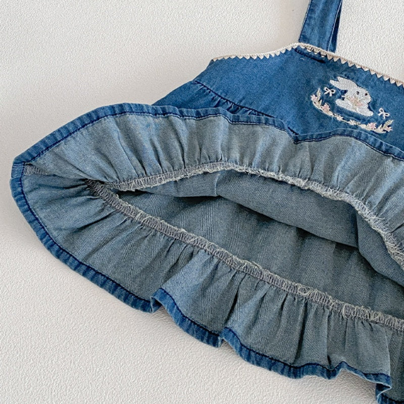 【BABY】夏新作カートゥーン刺繍デニムセットアップSK105312