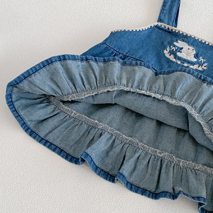 【BABY】夏新作カートゥーン刺繍デニムセットアップSK105312