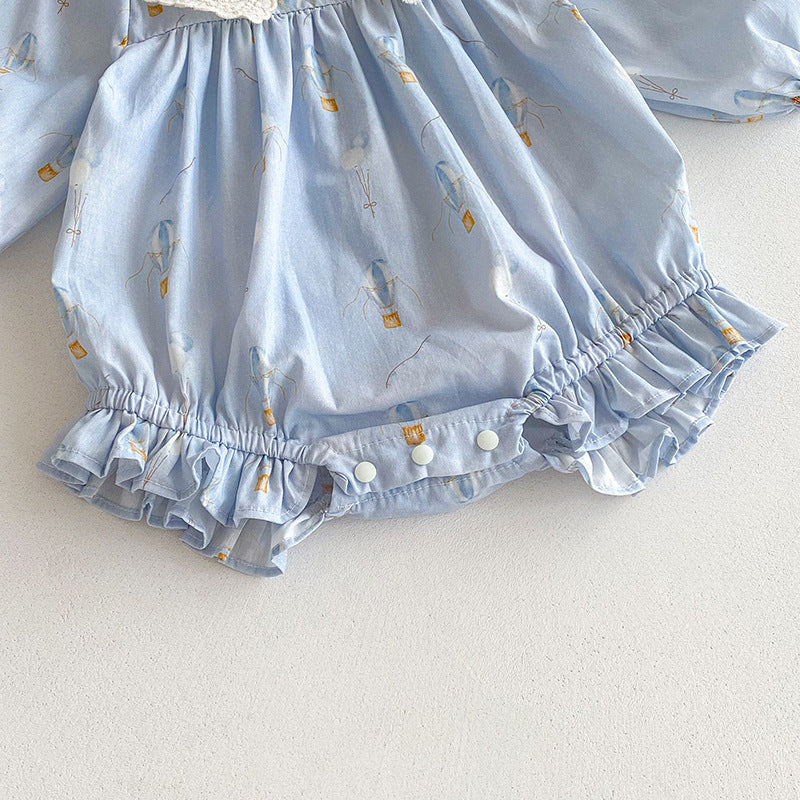 【姉妹服】バルーン刺繍襟ロンパース、ワンピースSK101116