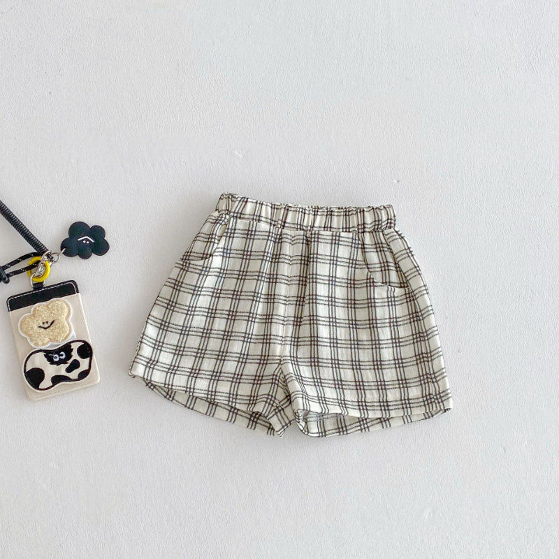 【BABY&KID】夏新作 車ロゴノースリーブ、チェックパンツSK080612