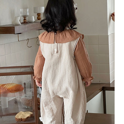 【BABY】やわらかギャザーサロペット、フリル襟ブラウスSK104305