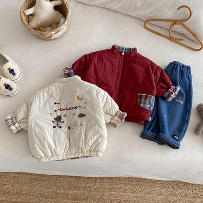 【BABY&KID】冬新作刺繍カートゥーンリバーシブルコートSK102524