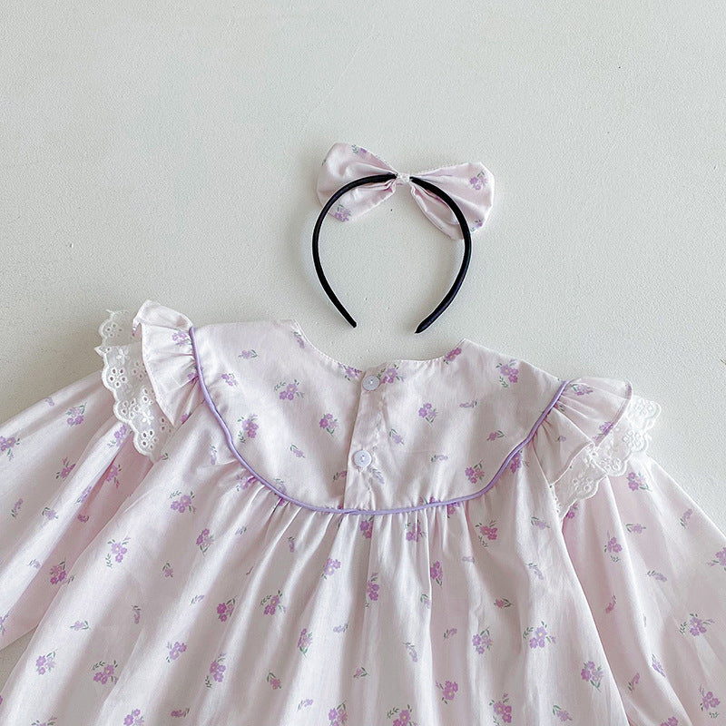 【姉妹服】パープルチューリップロンパース、ワンピースSK101124