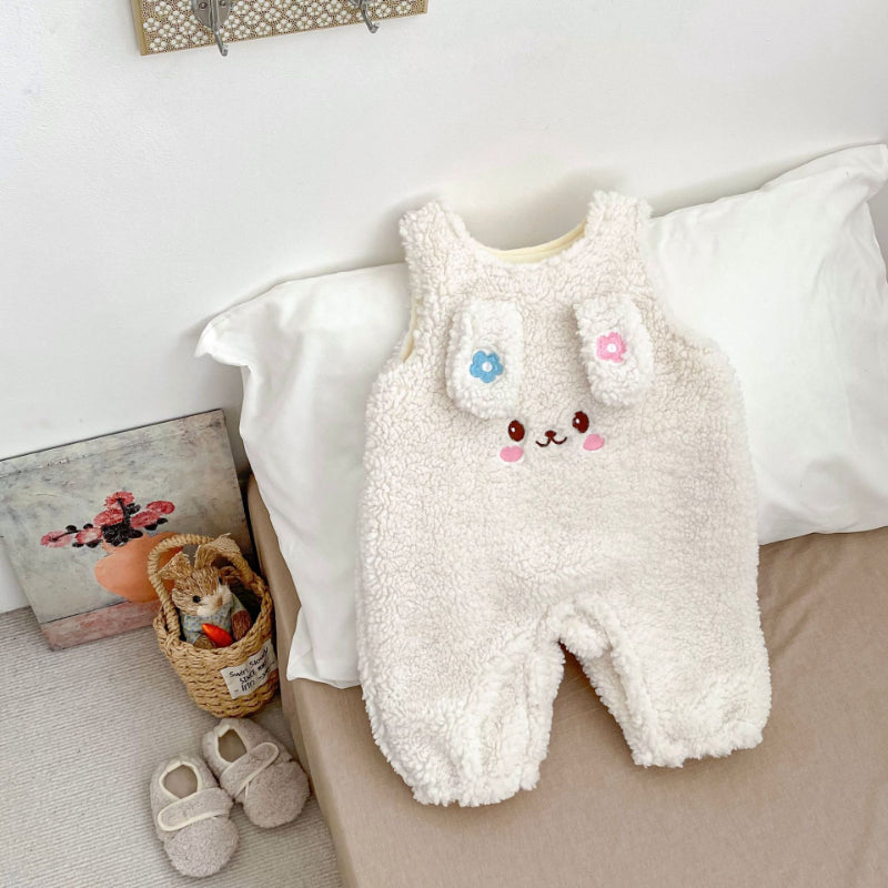 【BABY】冬新作うさぎデザイン裏起毛サロペットSK102702