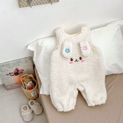 【BABY】冬新作うさぎデザイン裏起毛サロペットSK102702