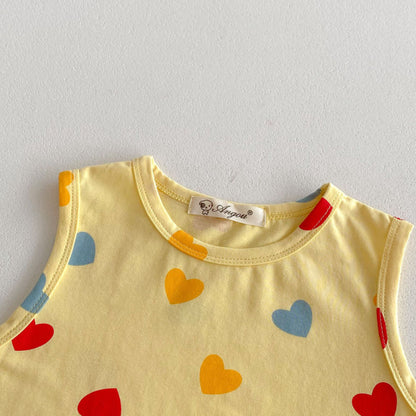 【BABY&KID】夏新作 ハート、ドットプリントセットアップSK091211