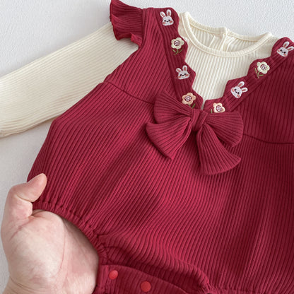 【BABY】うさぎ刺繍ロンパースSK103601